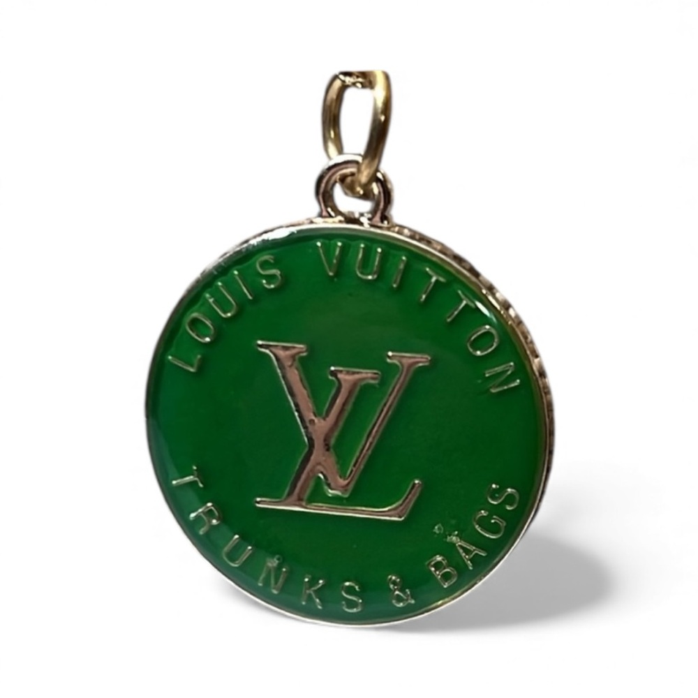 Louis Vuitton Green and Gold Logo Pendant